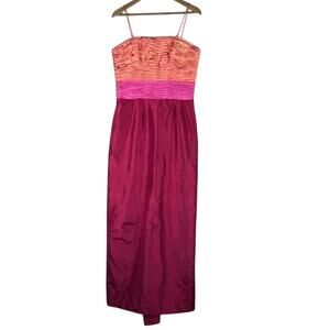 NWT Marisa Baratelli Evening Gown Womens 10 Pink Ruched Formal Event Black Tie